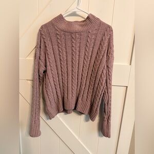 Hippie Rose Dusty Pink Cable Knit Turtleneck Sweater